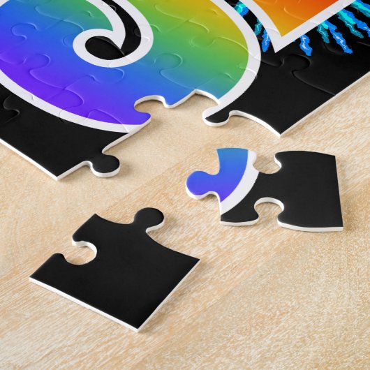 Fun Fireworks + Rainbow Pattern "25" Birthday # Legpuzzel (Zijkant)