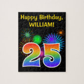 Fun Fireworks + Rainbow Pattern "25" Birthday # Legpuzzel (Verticaal)