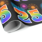 Fun Fireworks + Rainbow Pattern "25" Event Number Cadeaupapier (Rol Hoek)