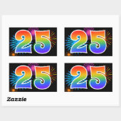 Fun Fireworks + Rainbow Pattern "25" Event Number Rechthoekige Sticker (Vel)