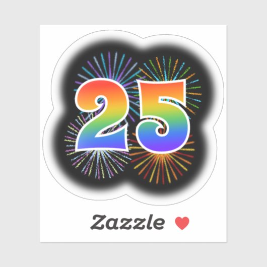 Fun Fireworks + Rainbow Pattern "25" Event # Sticker (Vel)