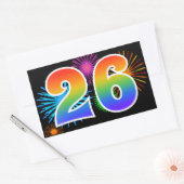 Fun Fireworks + Rainbow Pattern "26" Event Number Rechthoekige Sticker (Envelop)