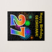 Fun Fireworks + Rainbow Pattern "27" Birthday # Legpuzzel (Horizontaal)