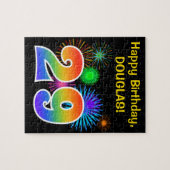 Fun Fireworks + Rainbow Pattern "29" Birthday # Legpuzzel (Horizontaal)