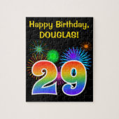 Fun Fireworks + Rainbow Pattern "29" Birthday # Legpuzzel (Verticaal)