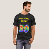 Fun Fireworks + Rainbow Pattern "29" Birthday # T-shirt (Voorkant volledig)