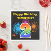 Fun Fireworks + Rainbow Pattern "2" Birthday # Servet (Insitu)