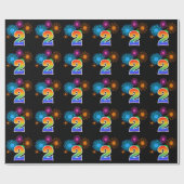 Fun Fireworks + Rainbow Pattern "2" Event Number Cadeaupapier (Vlak)