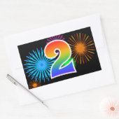 Fun Fireworks + Rainbow Pattern "2" Event Number Rechthoekige Sticker (Envelop)
