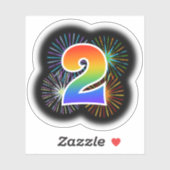 Fun Fireworks + Rainbow Pattern "2" Event # Sticker (Vel)