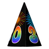 Fun Fireworks + Rainbow Pattern "30" Birthday # Feesthoedjes (Achterkant)
