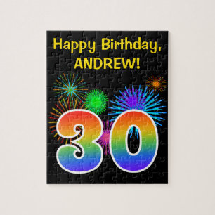 Fun Fireworks + Rainbow Pattern "30" Birthday # Legpuzzel