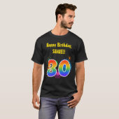 Fun Fireworks + Rainbow Pattern "30" Birthday # T-shirt (Voorkant volledig)