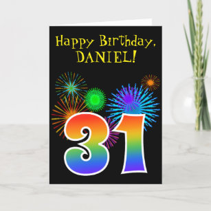 Fun Fireworks + Rainbow Pattern "31" Birthday # Kaart
