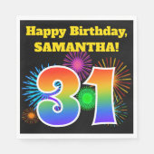 Fun Fireworks + Rainbow Pattern "31" Birthday # Servet (Voorkant)