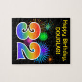 Fun Fireworks + Rainbow Pattern "32" Birthday # Legpuzzel (Horizontaal)