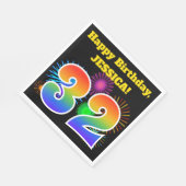 Fun Fireworks + Rainbow Pattern "32" Birthday # Servet (Hoek)