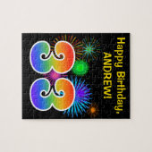 Fun Fireworks + Rainbow Pattern "33" Birthday # Legpuzzel (Horizontaal)
