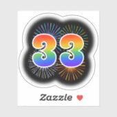 Fun Fireworks + Rainbow Pattern "33" Event # Sticker (Vel)