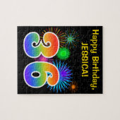 Fun Fireworks + Rainbow Pattern "36" Birthday # Legpuzzel (Horizontaal)