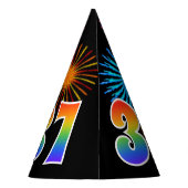 Fun Fireworks + Rainbow Pattern "37" Birthday # Feesthoedjes (Achterkant)