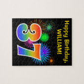 Fun Fireworks + Rainbow Pattern "37" Birthday # Legpuzzel (Horizontaal)