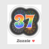 Fun Fireworks + Rainbow Pattern "37" Event # Sticker (Vel)