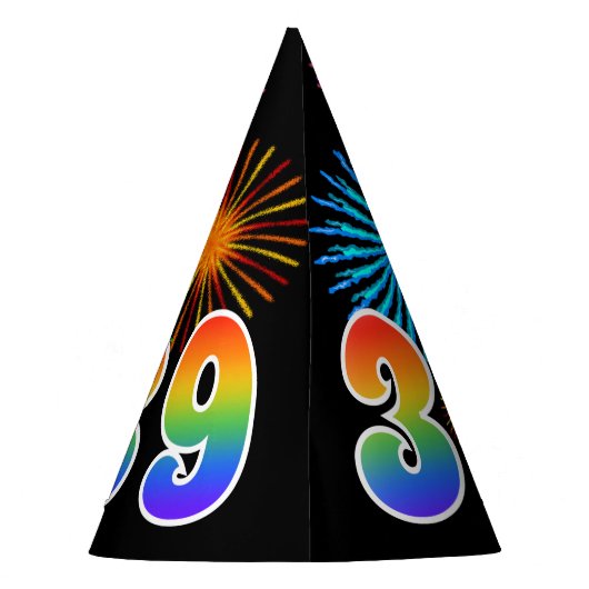 Fun Fireworks + Rainbow Pattern "39" Birthday # Feesthoedjes (Achterkant)