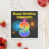 Fun Fireworks + Rainbow Pattern "3" Birthday # Servet (Insitu)