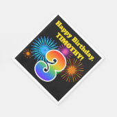 Fun Fireworks + Rainbow Pattern "3" Birthday # Servet (Hoek)