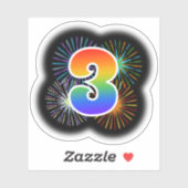 Fun Fireworks + Rainbow Pattern "3" Event # Sticker (Vel)