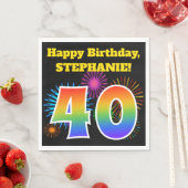 Fun Fireworks + Rainbow Pattern "40" Birthday # Servet (Insitu)