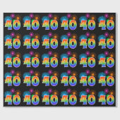 Fun Fireworks + Rainbow Pattern "40" Event Number Cadeaupapier (Vlak)