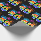 Fun Fireworks + Rainbow Pattern "40" Event Number Cadeaupapier (Hoek)
