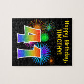 Fun Fireworks + Rainbow Pattern "41" Birthday # Legpuzzel (Horizontaal)