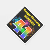 Fun Fireworks + Rainbow Pattern "41" Birthday # Servet (Hoek)
