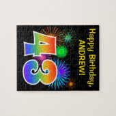Fun Fireworks + Rainbow Pattern "43" Birthday # Legpuzzel (Horizontaal)