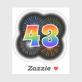 Fun Fireworks + Rainbow Pattern "43" Event # Sticker