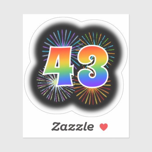 Fun Fireworks + Rainbow Pattern "43" Event # Sticker (Vel)