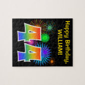 Fun Fireworks + Rainbow Pattern "44" Birthday # Legpuzzel (Horizontaal)