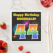 Fun Fireworks + Rainbow Pattern "44" Birthday # Servet (Insitu)