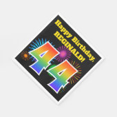 Fun Fireworks + Rainbow Pattern "44" Birthday # Servet (Hoek)