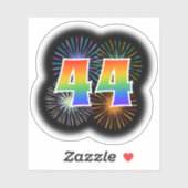 Fun Fireworks + Rainbow Pattern "44" Event # Sticker (Vel)