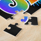 Fun Fireworks + Rainbow Pattern "45" Birthday # Legpuzzel (Zijkant)