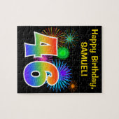 Fun Fireworks + Rainbow Pattern "46" Birthday # Legpuzzel (Horizontaal)