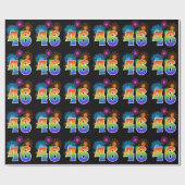 Fun Fireworks + Rainbow Pattern "46" Event Number Cadeaupapier (Vlak)