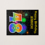 Fun Fireworks + Rainbow Pattern "48" Birthday # Legpuzzel (Horizontaal)