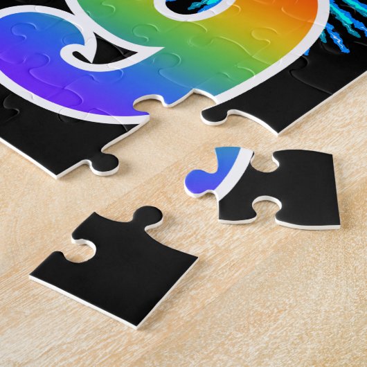 Fun Fireworks + Rainbow Pattern "49" Birthday # Legpuzzel (Zijkant)