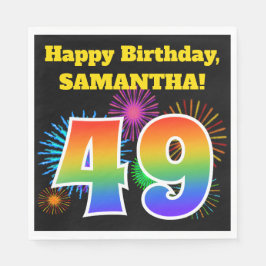 Fun Fireworks + Rainbow Pattern "49" Birthday # Servet