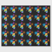 Fun Fireworks + Rainbow Pattern "4" Event Number Cadeaupapier (Vlak)
